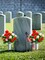 2 Sets Cemetery Vases with Artificial Flowers for Grave - Total 36 Vibrant Red & White Roses Bouquet, Memorial Day Flower Holders Kits with Fixing Foam for Headstones Decoration